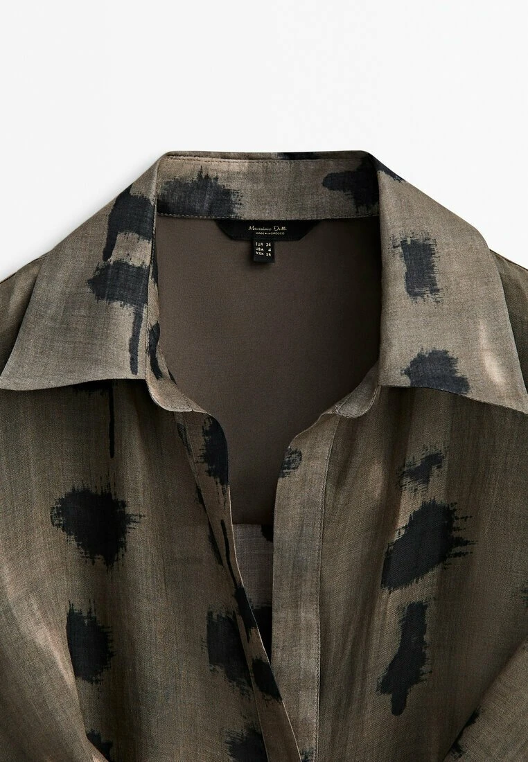Massimo Dutti Printed With Knot - Shirt Dress - Brown 10 Massimo Dutti Printed With Knot - Shirt Dress - Brown - Image 8