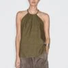 Massimo Dutti CROSSOVER HALTER TOP - Top - Mottled Dark Green -Massimo Dutti Shop fa670ad74e8d40c79eb2be84d1753266