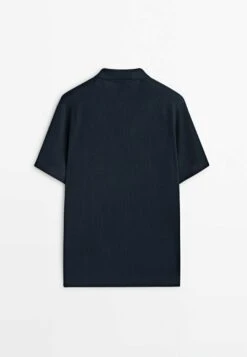 Massimo Dutti Vertical-Textured Micro - Polo Shirt - Dark Blue -Massimo Dutti Shop fa99cac99e8b4db5a4c22d07a5a76782