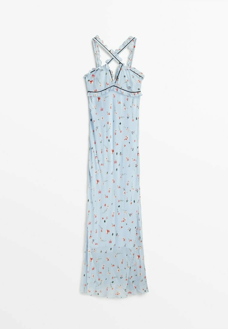 Massimo Dutti Studio - Long Strappy Floral Print - Maxi Dress - Light Blue 12 Massimo Dutti Studio - Long Strappy Floral Print - Maxi Dress - Light Blue - Image 10