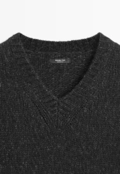 Massimo Dutti V-NECK KNIT SWEATER - Jumper - Dark Grey -Massimo Dutti Shop fac9451239304a2d8465b017a950044b