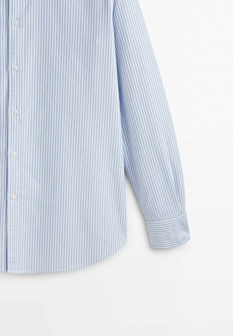 Massimo Dutti Soft Wash Regular Fit Striped Oxford- Shirt - Light Blue 10 Massimo Dutti Soft Wash Regular Fit Striped Oxford- Shirt - Light Blue - Image 8