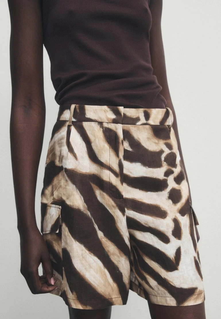 Massimo Dutti Bermuda With Animal Print - Shorts - Brown 6 Massimo Dutti Bermuda With Animal Print - Shorts - Brown - Image 4