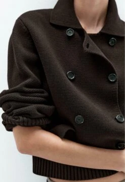 Massimo Dutti BUTTONED DOUBLE-BREASTED - Cardigan - Dark Brown -Massimo Dutti Shop fb8c2e08425549599e24c7232dd8f94b