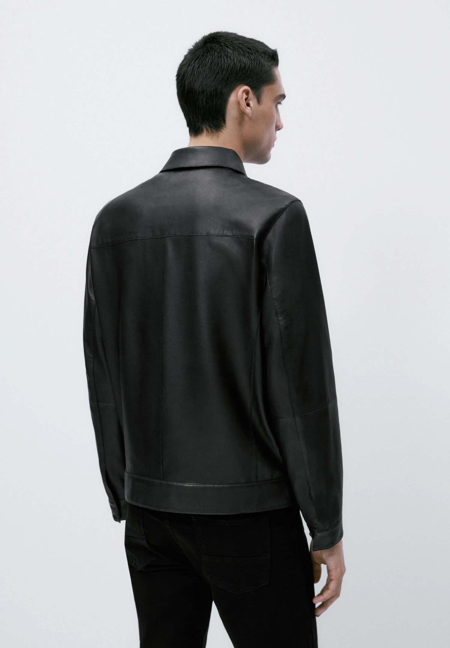 Massimo Dutti With Pockets- Leather Jacket - Black 5 Massimo Dutti With Pockets- Leather Jacket - Black - Image 3