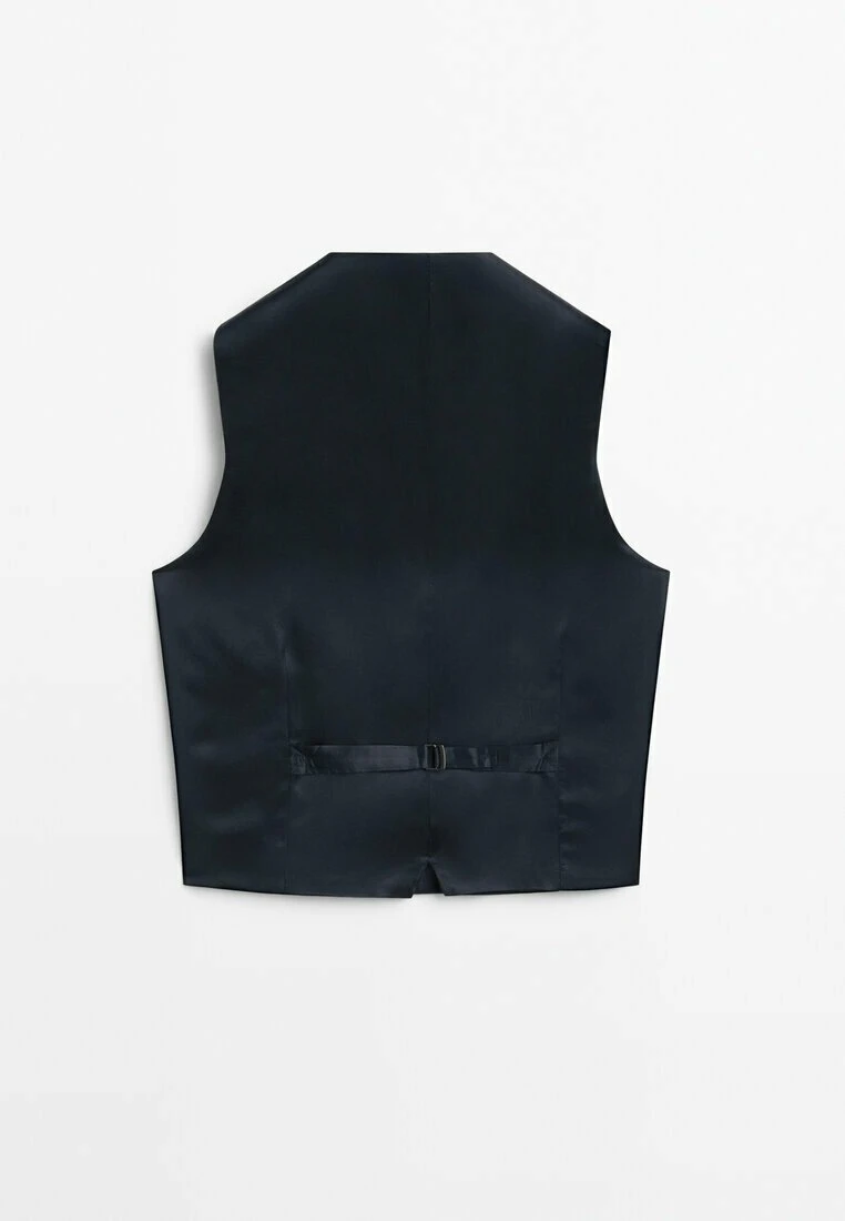 Massimo Dutti Windowpane Check - Suit Waistcoat - Blue 8 Massimo Dutti Windowpane Check - Suit Waistcoat - Blue - Image 6