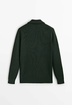 Massimo Dutti Textured Mock Neck With Zip - Jumper - Green -Massimo Dutti Shop fc0b1f3dfcd84098bb1db7860a2dc929