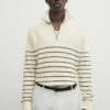 Massimo Dutti Striped Mock Neck With Zip- Jumper - Beige 1 Massimo Dutti Striped Mock Neck With Zip- Jumper - Beige -Massimo Dutti Shop fc415b8fb7d547a9a247db789bb2805e