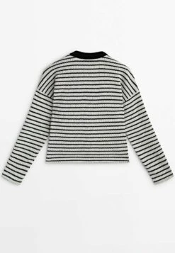 Massimo Dutti Textured Striped - Cardigan - White -Massimo Dutti Shop fc437a64d32440ae926bd0b02e5e38ed