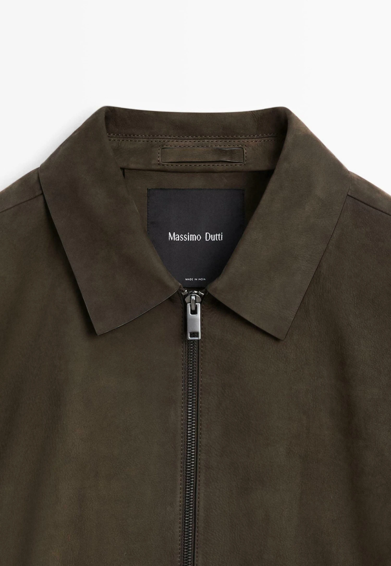 Massimo Dutti Leather Jacket - Mottled Dark Green 9 Massimo Dutti Leather Jacket - Mottled Dark Green - Image 7