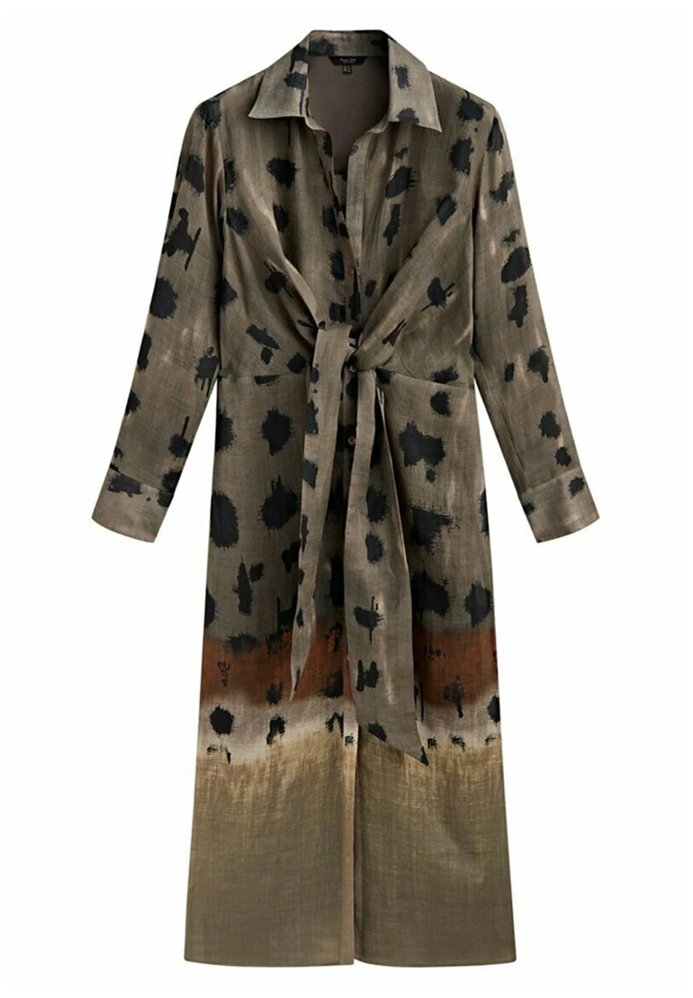 Massimo Dutti Printed With Knot - Shirt Dress - Brown 7 Massimo Dutti Printed With Knot - Shirt Dress - Brown - Image 5