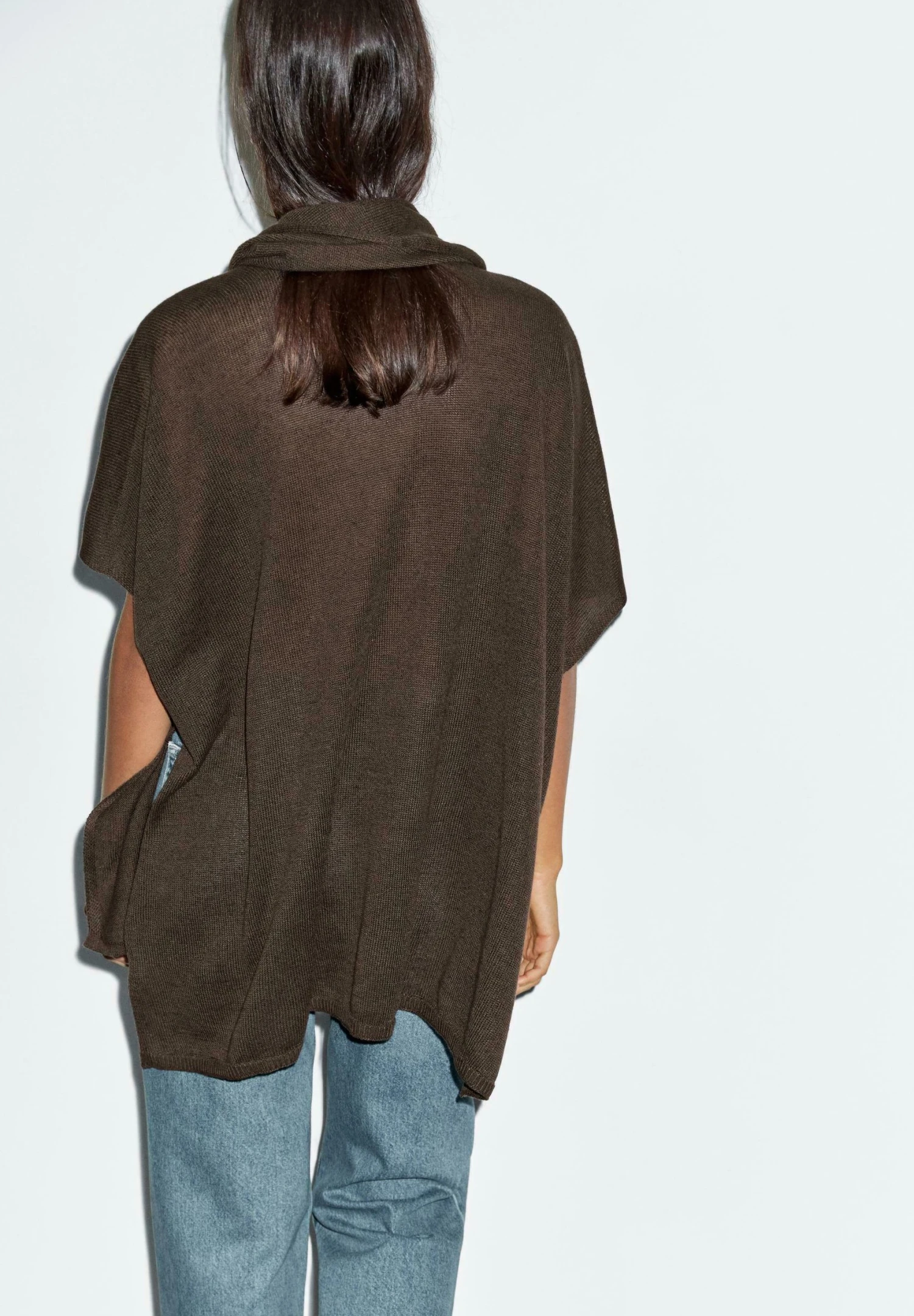 Massimo Dutti CAPE WITH SCARF - Cape - Mottled Dark Brown 5 Massimo Dutti CAPE WITH SCARF - Cape - Mottled Dark Brown - Image 3