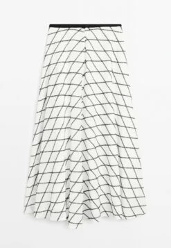 Massimo Dutti FLARED CHECK MIDI - A-line Skirt - White -Massimo Dutti Shop fd08a52c6ba84fdb9415c0653fe8c1dc