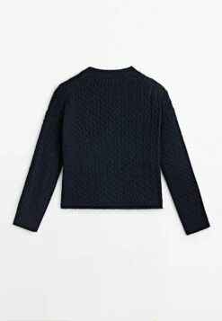 Massimo Dutti Crew Neck Cable-Knit- Jumper - Dark Blue -Massimo Dutti Shop fd29beacad4844ea9f0843ad8dd7a128