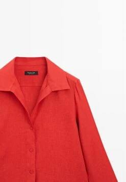 Massimo Dutti OPEN COLLAR LONG SLEEVE - Button-down Blouse - Red -Massimo Dutti Shop fd37810040d04c9ba7b32222840805d3