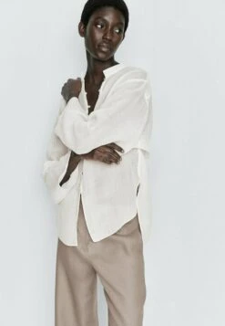 Massimo Dutti With Stand Up Collar- Button-Down Blouse - White -Massimo Dutti Shop fd6707b2963d4b259bbfdbc04110721e