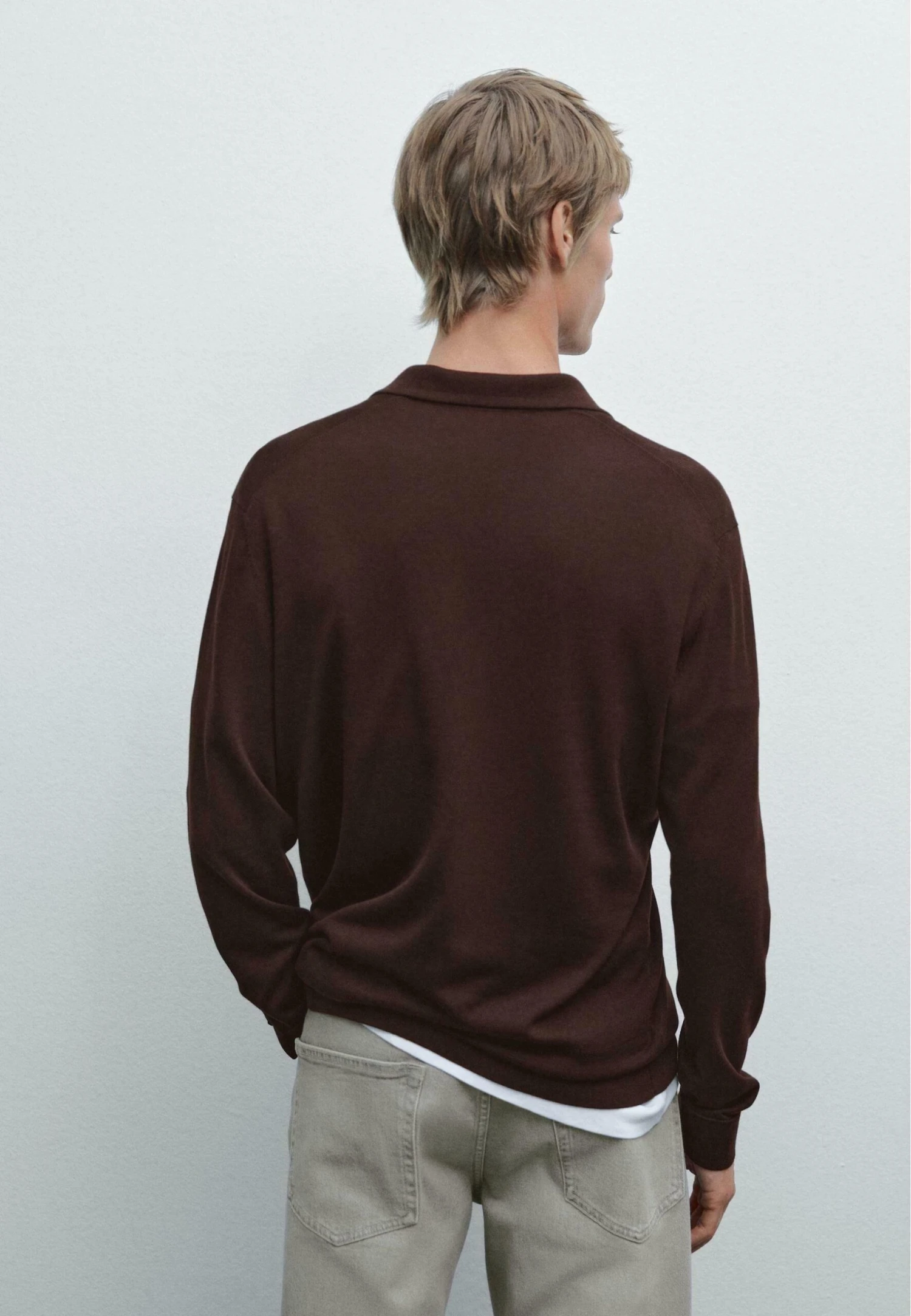 Massimo Dutti LONG SLEEVE POLO COLLAR - Long Sleeved Top - Bordeaux 5 Massimo Dutti LONG SLEEVE POLO COLLAR - Long Sleeved Top - Bordeaux - Image 3