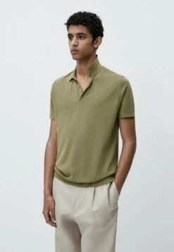 Massimo Dutti Short Sleeve - Polo Shirt - Mottled Green