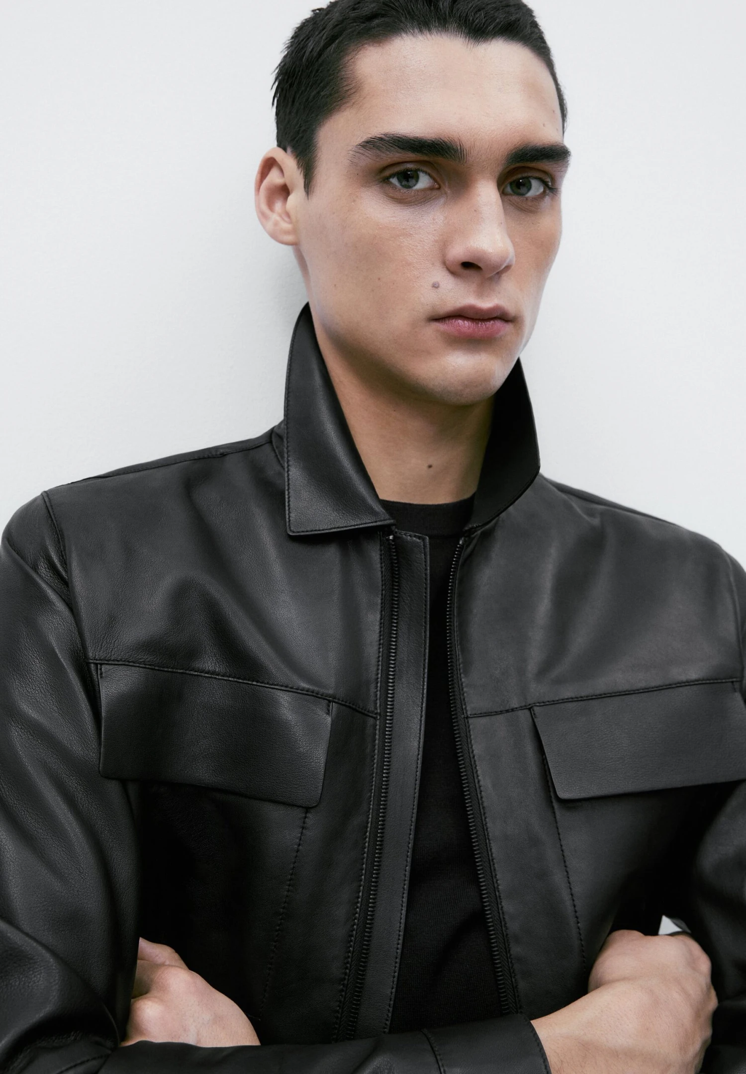 Massimo Dutti With Pockets- Leather Jacket - Black 6 Massimo Dutti With Pockets- Leather Jacket - Black - Image 4