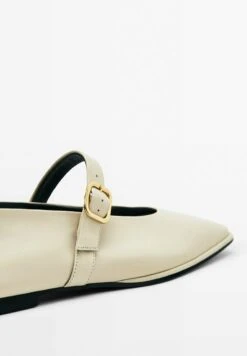 Massimo Dutti Square Flats With Buckled Strap - Ankle Strap Ballet Pumps - Light Brown -Massimo Dutti Shop fe05316992ea404583e89b58e78596b0