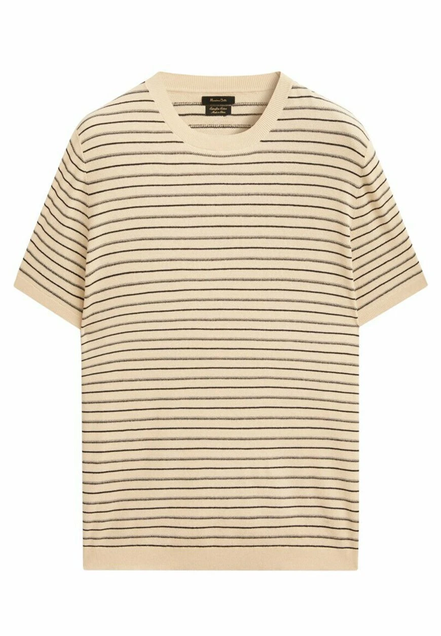 Massimo Dutti Short Sleeve With Irregular Stripes - Print T-Shirt - Beige 7 Massimo Dutti Short Sleeve With Irregular Stripes - Print T-Shirt - Beige - Image 5