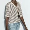 Massimo Dutti STRIPED V-NECK - Print T-shirt - Dark Blue -Massimo Dutti Shop fe57fbc4b9d24cf5b4f6d4ff65779ad5