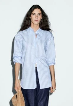 Massimo Dutti STRIPED - Button-down Blouse - Blue