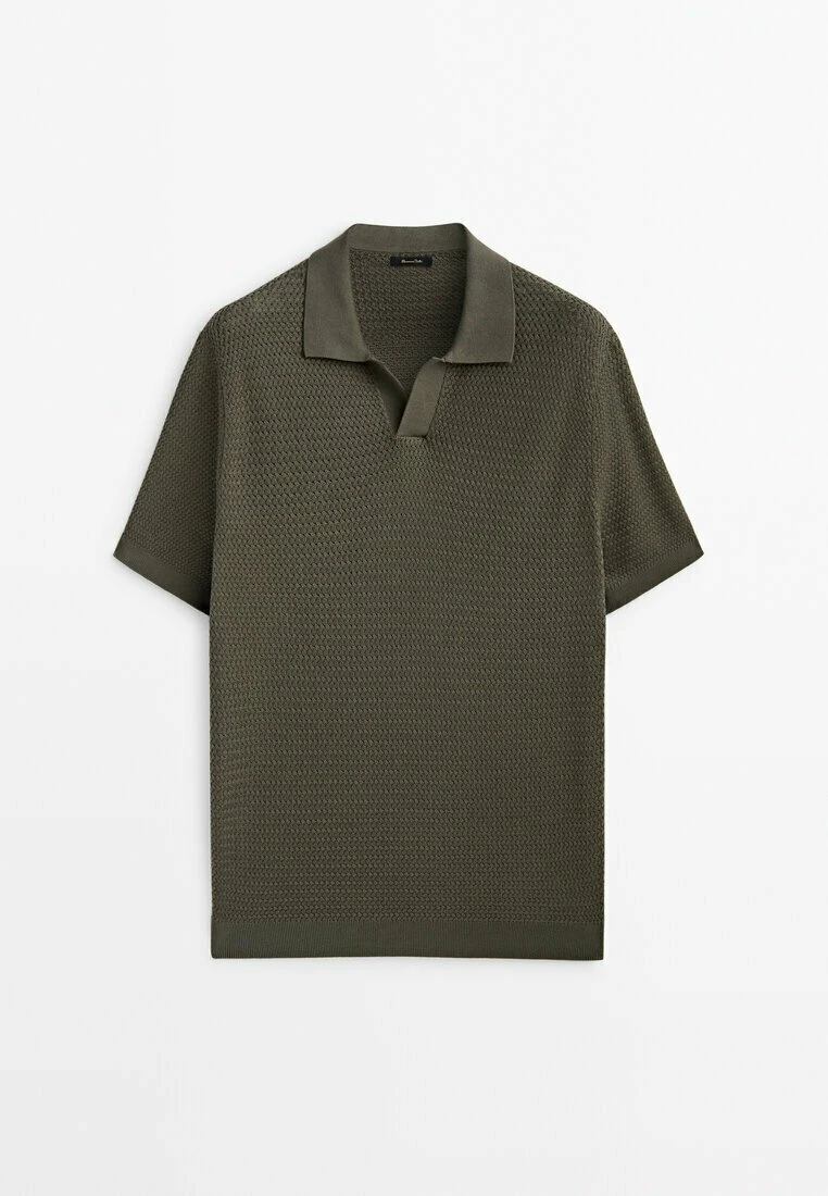 Massimo Dutti Textured Short Sleeve - Polo Shirt - Green 12 Massimo Dutti Textured Short Sleeve - Polo Shirt - Green - Image 10