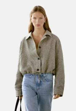 Massimo Dutti LIGHTWEIGHT BOMBER NECK - Summer Jacket - Grey