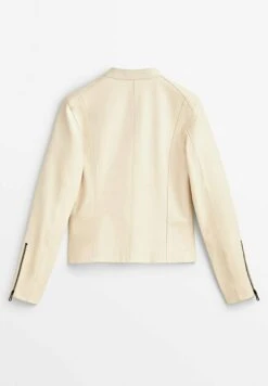Massimo Dutti Leather Jacket - White -Massimo Dutti Shop fea93df51fa04217b50794ca39191173