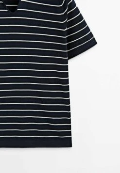 Massimo Dutti Striped Short Sleeve - Polo Shirt - Blue/Black Denim -Massimo Dutti Shop fed964aabbf94bbdb979399da0d0620c