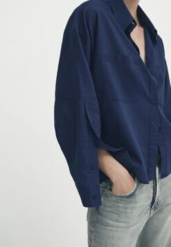 Massimo Dutti With Pockets And Sleeve Detail - Button-Down Blouse - Dark Blue -Massimo Dutti Shop ff2f83e0b6ee46cbb766c6865fa2ec99