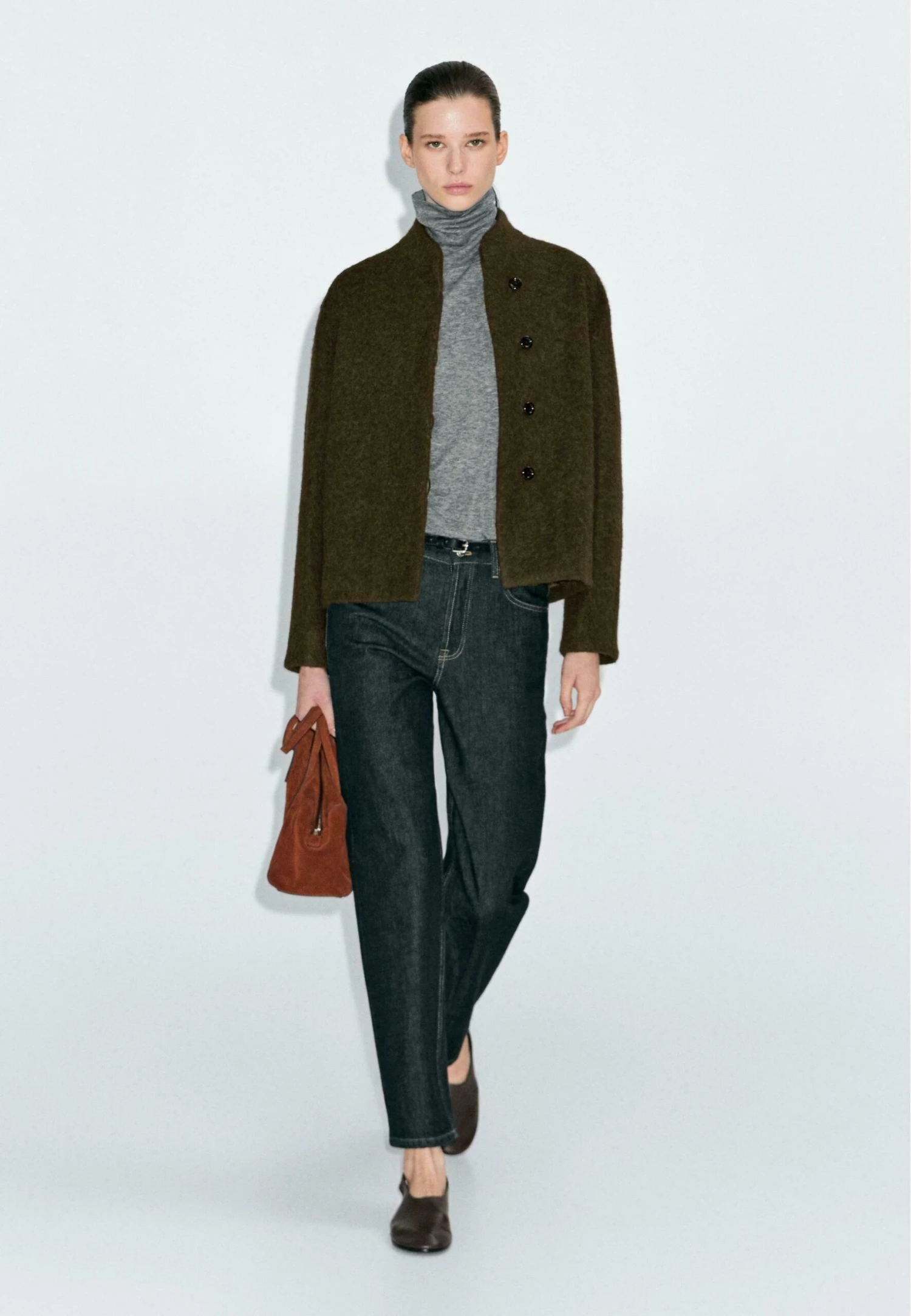 Massimo Dutti SHORT ALPACA - Cardigan - Khaki 7 Massimo Dutti SHORT ALPACA - Cardigan - Khaki - Image 5