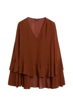 Massimo Dutti CAPE-STYLE GARMENT WITH RUFFLES - Blouse - Bordeaux -Massimo Dutti Shop ff9c3cc470d6482eb94039b0cf29d610