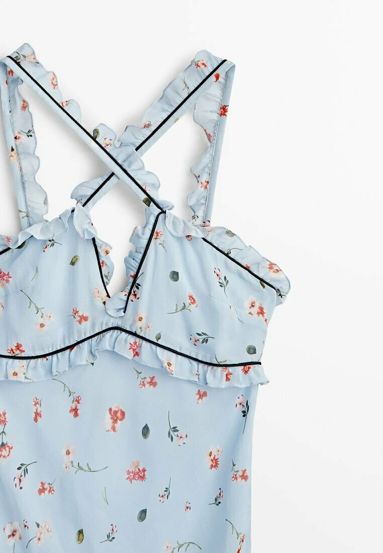 Massimo Dutti Studio - Long Strappy Floral Print - Maxi Dress - Light Blue 10 Massimo Dutti Studio - Long Strappy Floral Print - Maxi Dress - Light Blue - Image 8