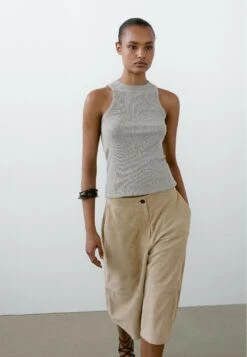 Massimo Dutti LIGHTWEIGHT HALTER NECK - Basic T-shirt - Grey