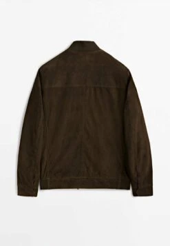 Massimo Dutti Leather Jacket - Khaki -Massimo Dutti Shop fffe3e3847e24f8fb10ec5b6d9295fdb